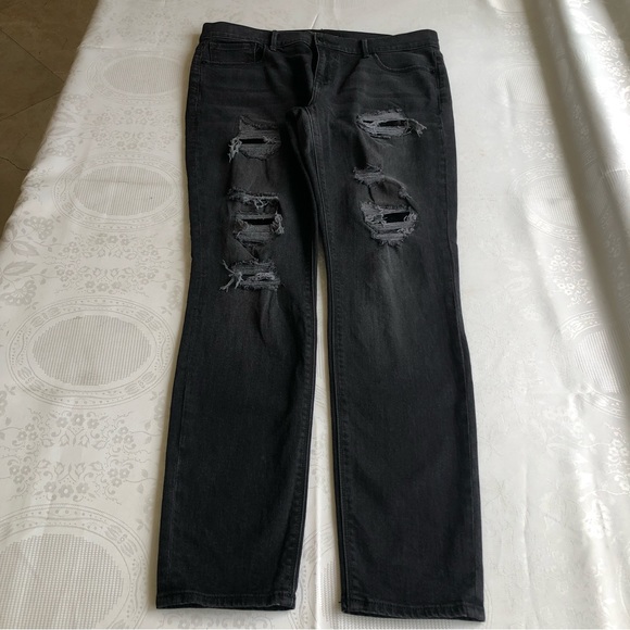 Express Jeans Black Ripped Jeans Denim Pants Women’s Size 12R Mid-Rise Leggings - Picture 16 of 16